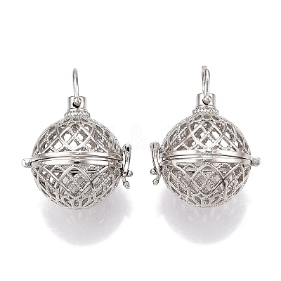 Rack Plating Brass Cage Pendants KK-S751-004P-1