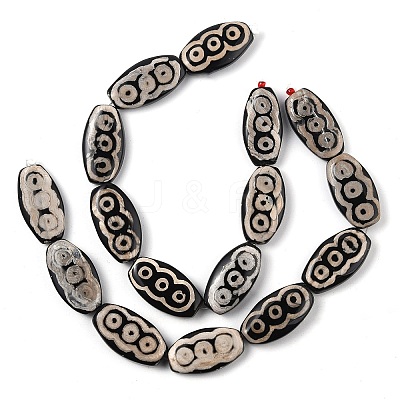 Oval with 3-Eye Pattern Tibetan Style dZi Beads Strands G-NH0001-14A-1