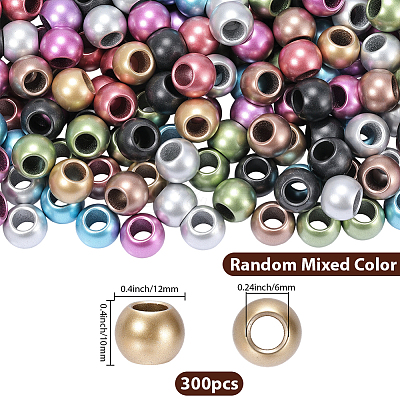 300Pcs Matte Rondelle Spray Painted Acrylic European Beads OACR-PA0001-74-1