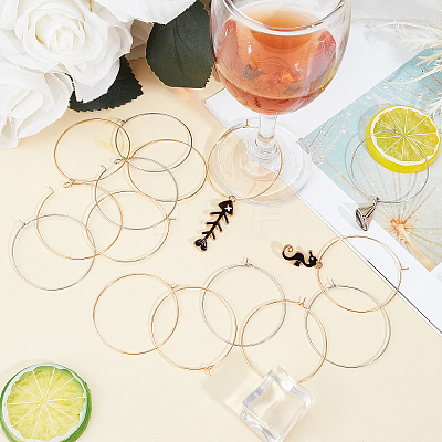 60Pcs 2 Colors 316 Surgical Stainless Steel Wine Glass Charms Rings STAS-DC0001-45-1
