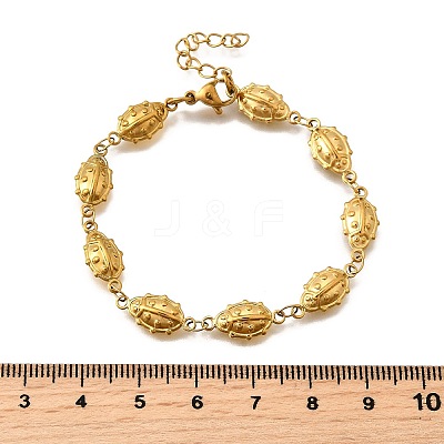 304 Stainless Steel Ladybug Link Bracelets for Women BJEW-K226-15B-G-1