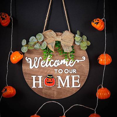 Natural MDF Board Door Hanging Decoration for Front Door Decoration HJEW-SZ0001-04-1