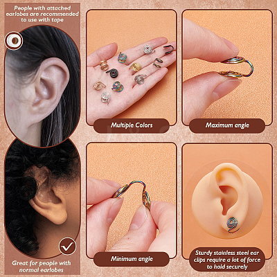 20Pcs 5 Styles 304 Stainless Steel Spiral Pad Cuff Earrings KK-UN0005-22-1