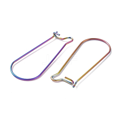 Ion Plating(IP) 304 Stainless Steel Hoop Earrings Findings Kidney Ear Wires STAS-L216-22A-RS-1