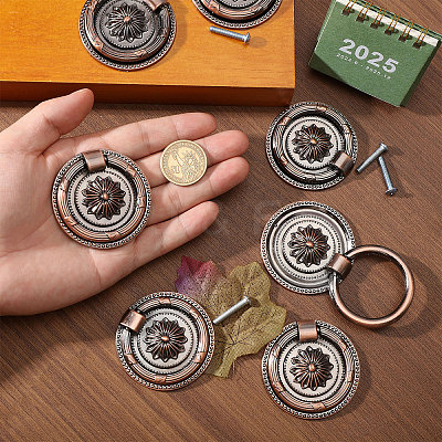 8Pcs Flower Zinc Alloy Cabinet Handles AJEW-FH0006-30A-1