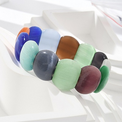 Handmade Lampwork Beaded Stretch Bracelets for Men Women BJEW-G738-01A-06-1
