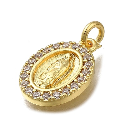 Brass Micro Pave Clear Cubic Zirconia Pendants ZIRC-I070-083G-1