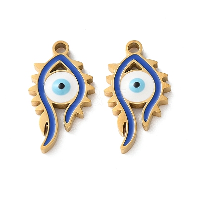 Evil Eye Themes 304 Stainless Steel Enamel Pendants STAS-B100-02G-02-1