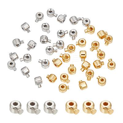 40Pcs 2 Colors Brass Crimp Beads KK-AR0003-27-1