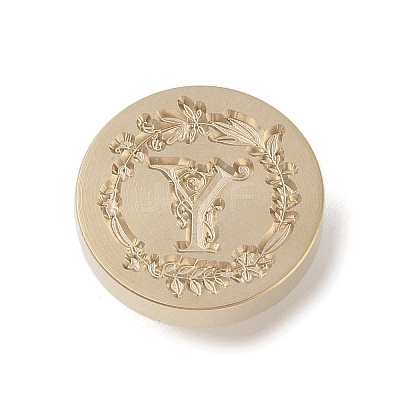 Golden Tone Wax Seal Brass Stamp Head DIY-B079-01G-Y-1