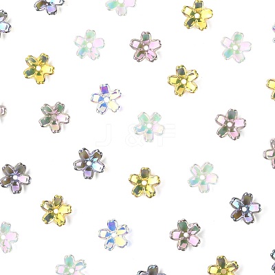 70Pcs 5 Colors Transparent Electroplate Glass Bead Caps EGLA-FS0001-55-1