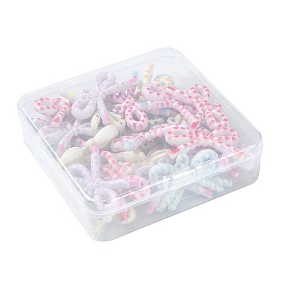 30Pcs 6 Colors Opaque Printed Acrylic Pendants MACR-FS0002-45-1