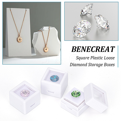 Square Plastic Loose Diamond Storage Boxes CON-WH0095-49A-1