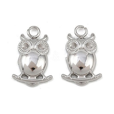304 Stainless Steel Owl Pendant Rhinestone Settings STAS-H242-02P-1