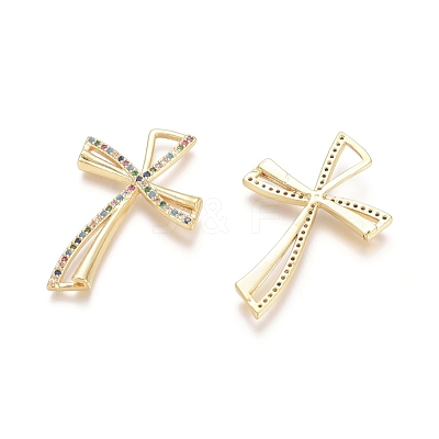 Brass Micro Pave Cubic Zirconia Pendants ZIRC-G152-19G-1