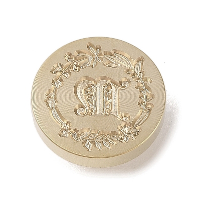 Golden Tone Wax Seal Brass Stamp Head DIY-B079-01G-M-1