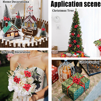 200Pcs Foam Artificial Red Holly Berries Model AJEW-GF0012-34-1