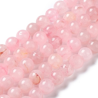 Natural Rose Quartz Dyed Beads Strands G-B046-07-10MM-1