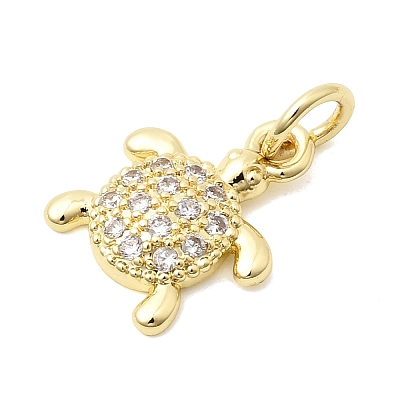 Brass Pave Clear Cubic Zirconia Pendants KK-G554-08A-G-1