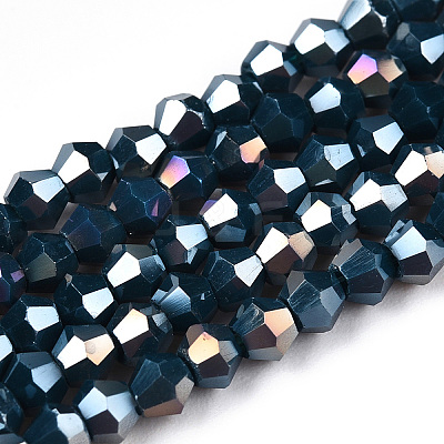 Opaque Solid Color Electroplate Glass Beads Strands EGLA-A039-P2mm-B09-1