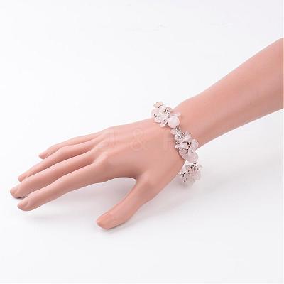 Rose Quartz Bracelets BJEW-JB02290-01-1