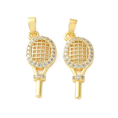Brass Micro Pave Clear Cubic Zirconia Pendants CU-CBA2554-01G-1