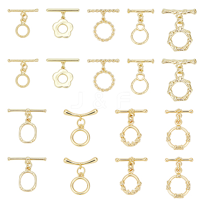18Pcs 9 Styles Brass Toggle Clasps KK-ME0003-86-1