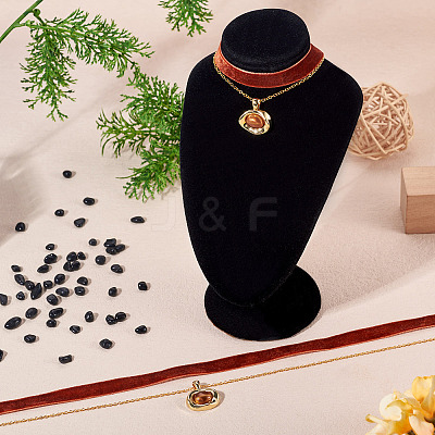 Alloy Resin Oval Pendant Single Face Dark Red Velvet Ribbon & Brass Chain Double Layered Choker Necklaces NJEW-TAC0038-1