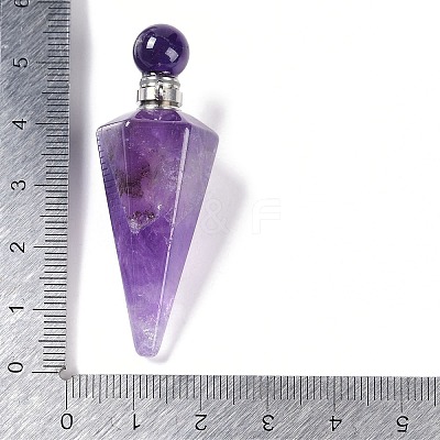 Natural Amethyst Faceted Cone Openable Perfume Bottle Big Pendants G-L524-18P-10-1