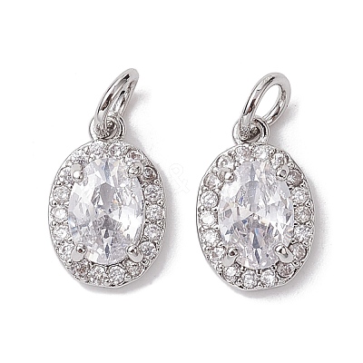 Brass Micro Pave Clear Cubic Zirconia Charms KK-K360-17P-1