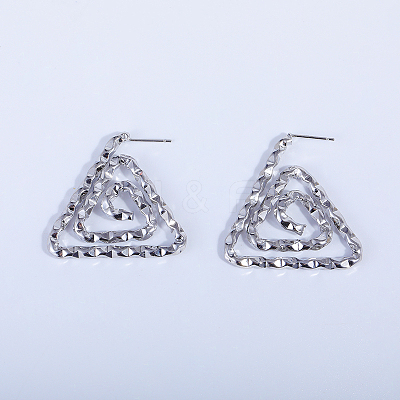 Triangle Spiral Pattern Brass Stud Earrings FT5549-1
