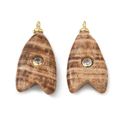 Brass & Natural Gemstone & Cubic Zirconia Pendants GG-CBAD360-20G-02-1