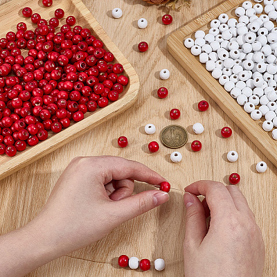 600Pcs 2 Colors Dyed Natural Wood Beads WOOD-SC0002-37A-1