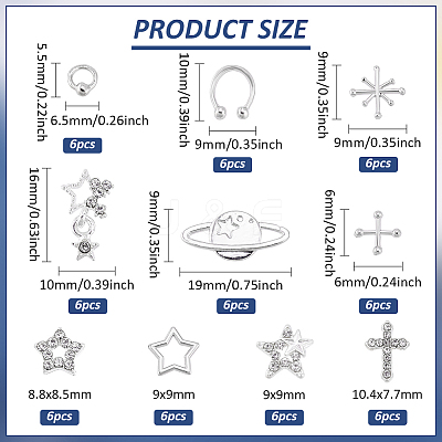 60Pcs 10 Styles Alloy Cabochons DIY-PH0029-09-1