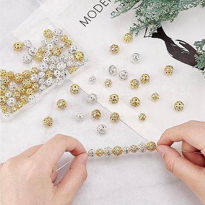 100Pcs 4 Styles Alloy with Rhienstone Beads RB-AR0003-15-1