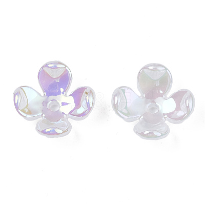 4-Petal Electroplate Acrylic Bead Caps X-PACR-T014-04-1