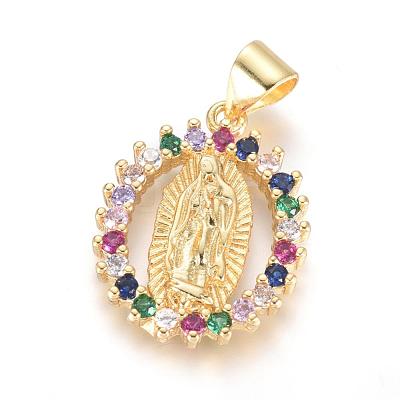 Brass Micro Pave Cubic Zirconia Pendants X-KK-I657-32G-A-1
