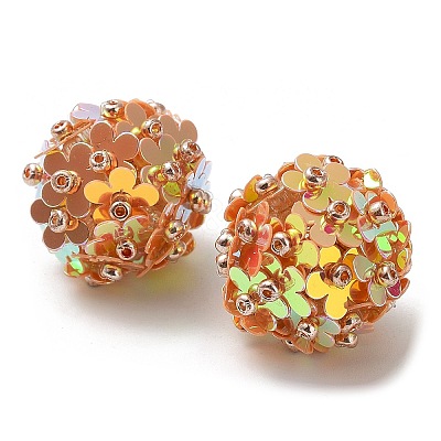 PVC Plastic Paillette with Glass Seed Beaded Pendants FIND-G058-01E-1