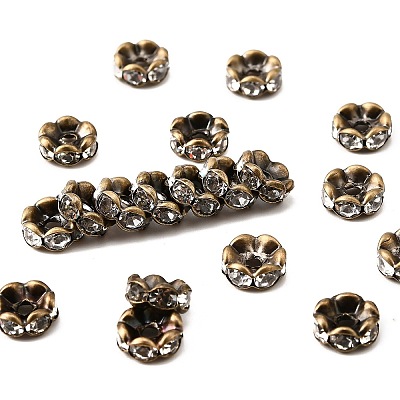 Brass Rhinestone Spacer Beads X-RB-A014-L8mm-01AB-NF-1