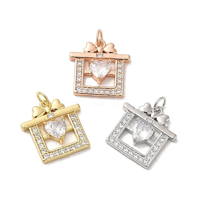 Brass Cubic Zirconia Pendants KK-K349-22-1