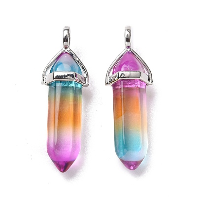 Faceted Bullet Glass Pointed Pendants KK-E282-01P-06-1