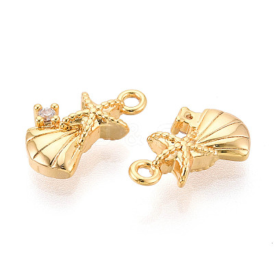 Brass Micro Pave Cubic Zirconia Charms KK-N263-102G-1