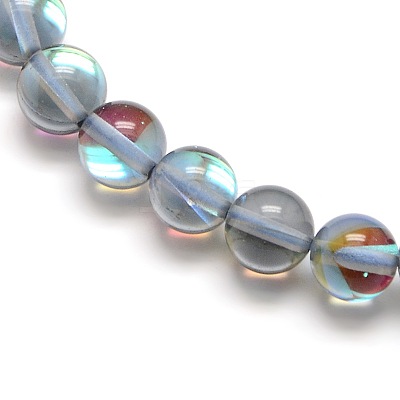 Synthetic Moonstone Beads Strands G-F143-6mm-09-1