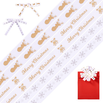 9 Yards 3 Colors Christmas Theme Polyester Printed Grosgrain Ribbons ORIB-TA0001-05B-1