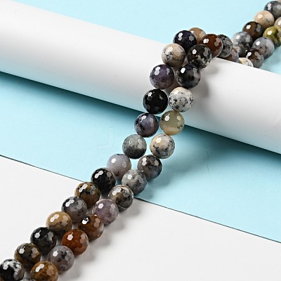 Natural Dendritic Jasper Beads Strands G-E571-32B-1