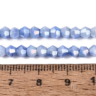 Anti-Tarnish Electroplate Bicone Glass Beads Strands EGLA-T021-4mm-16-15-1