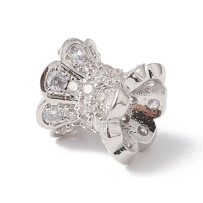 Eco-Friendly Rack Plating Brass Micro Pave Cubic Zirconia Double Sided Bead Caps KK-F835-25B-P-1