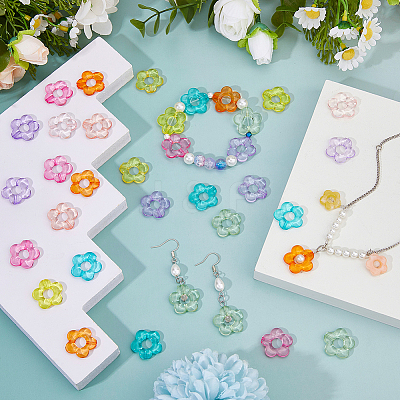 200Pcs Transparent Acrylic Bead Frame TACR-DC0001-14-1