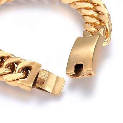 Ion Plating(IP) 304 Stainless Steel Curb Chains Bracelets BJEW-E346-10MG-1