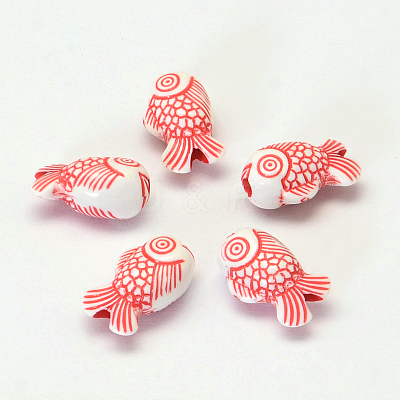 Fish Craft Style Acrylic Beads X-SACR-R886-10-1
